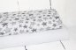 Preview: Musselin Baumwolle satin grau skizzierte Sterne