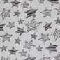 Preview: Musselin Baumwolle satin grau skizzierte Sterne