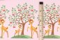 Preview: Jersey Bordüre Reh mit Kirschbaum rosa