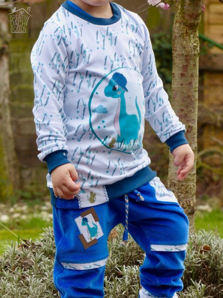 Preview: Eigenproduktion Bio Jersey Frühlingsliebe Dino