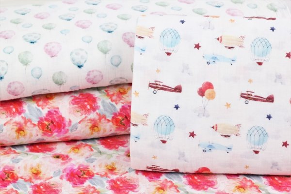 Preview: Musselin Baumwolle Flugzeuge