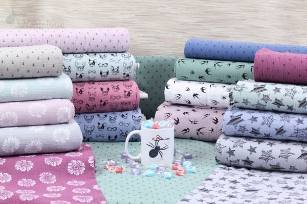 Preview: Musselin Baumwolle Anker hellrosa