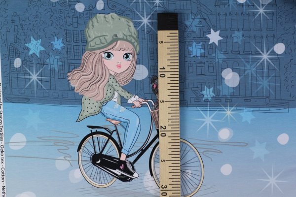 Preview: French Terry Panel Wintermädchen blau