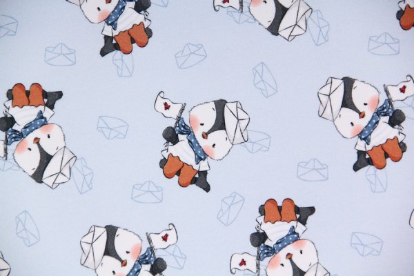 Preview: Sommersweat Ahoi Pingu blau Allover Emma Pünktchen