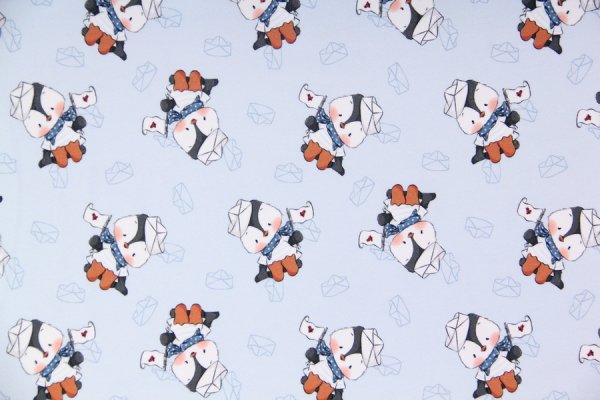 Preview: Sommersweat Ahoi Pingu blau Allover Emma Pünktchen