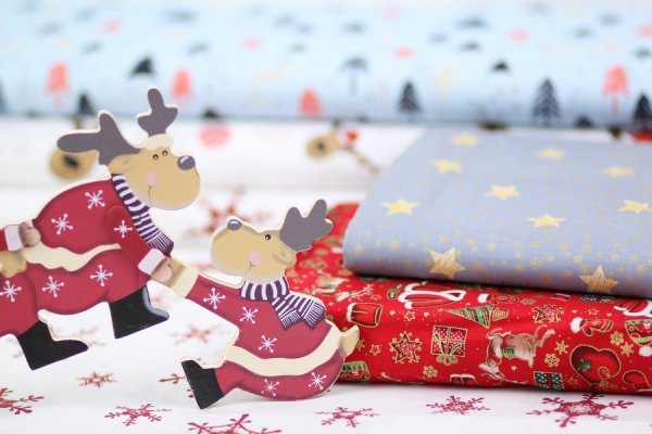 Preview: Baumwolle Elche Weihnachten