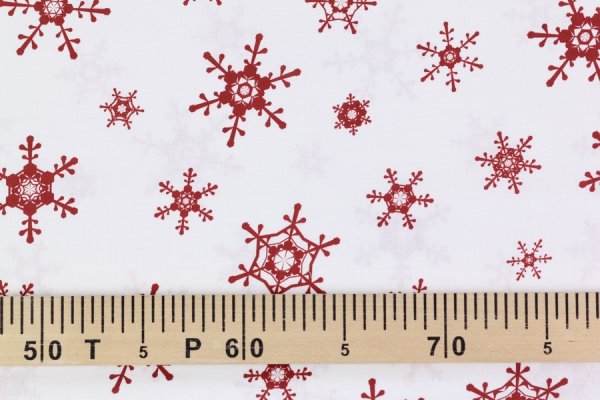 Preview: Baumwolle Schneeflocken rot