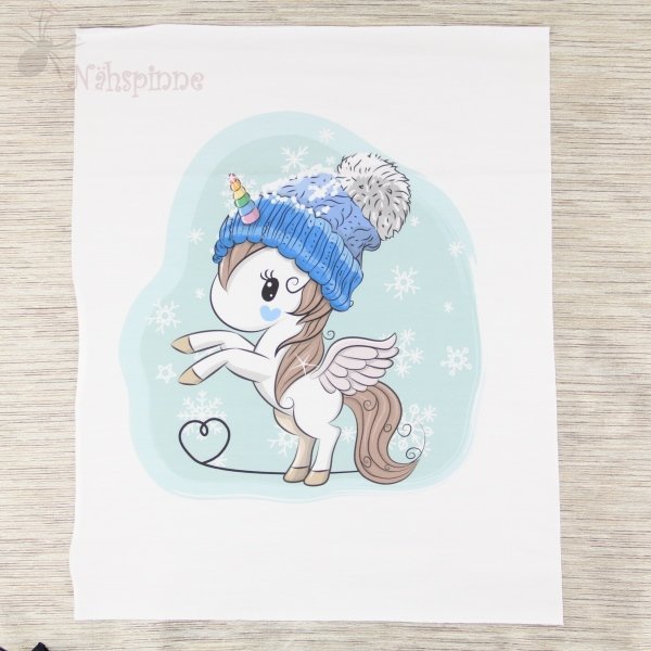 Panel Jersey Einhorn winter blau