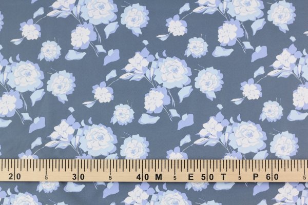 Preview: Softshell Blumen grau blau