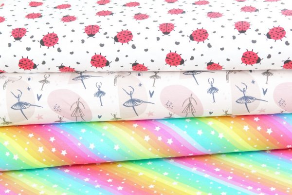 Preview: Jersey Regenbogen mit Sternen