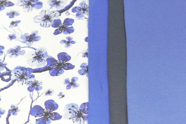Preview: Jersey Kirschblüten blau Fräulein von Julie