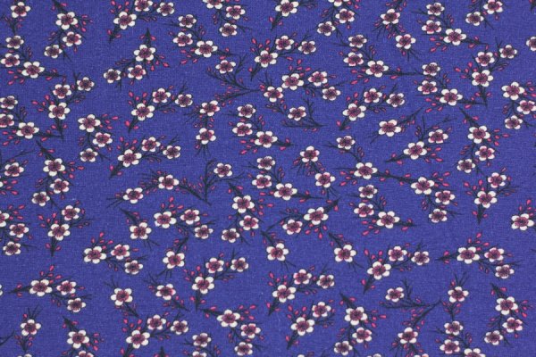 Jersey kleine Blumen auf blau