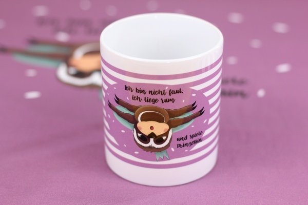 Preview: Tasse Aubergine Faultier Prinzessin