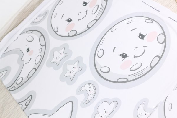 Jersey Wolke, Mond und Sterne weiß Kissen