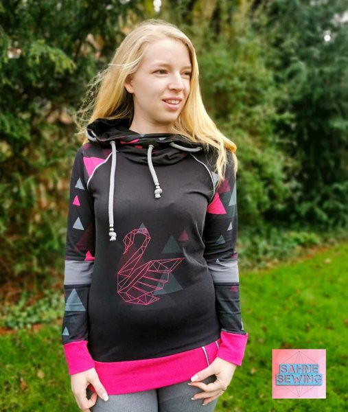 Eigenproduktion Bio Jersey Geometric Animals pink Kombistoff