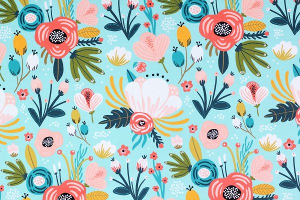 Eigenproduktion Biojersey "Colorful Flowers"