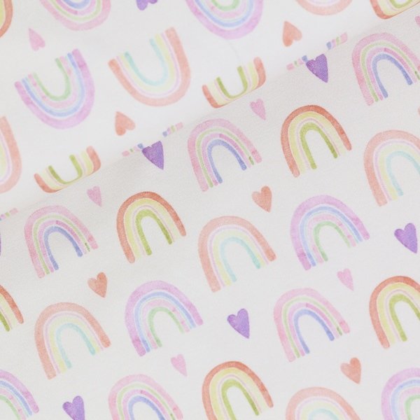Jersey Regenbogen Herz auf Creme