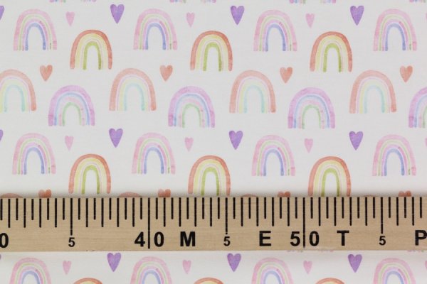 Jersey Regenbogen Herz auf Creme