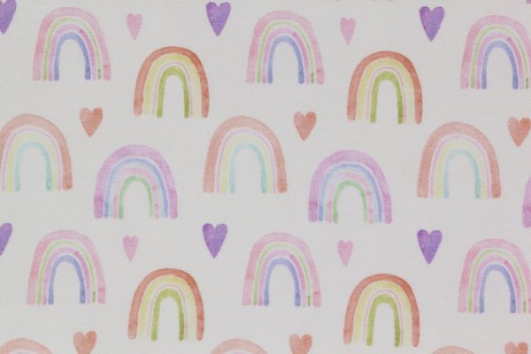 Jersey Regenbogen Herz auf Creme