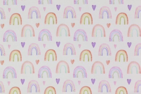 Jersey Regenbogen Herz auf Creme