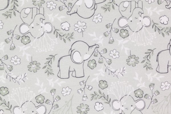 Biojersey Elefant im Blumenwald olive