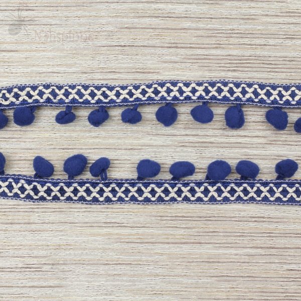 Bommelborte Kreuz Dunkel Blau