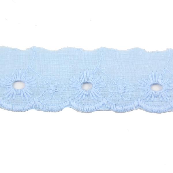 Wäschespitze mittelblau mit Blümchen