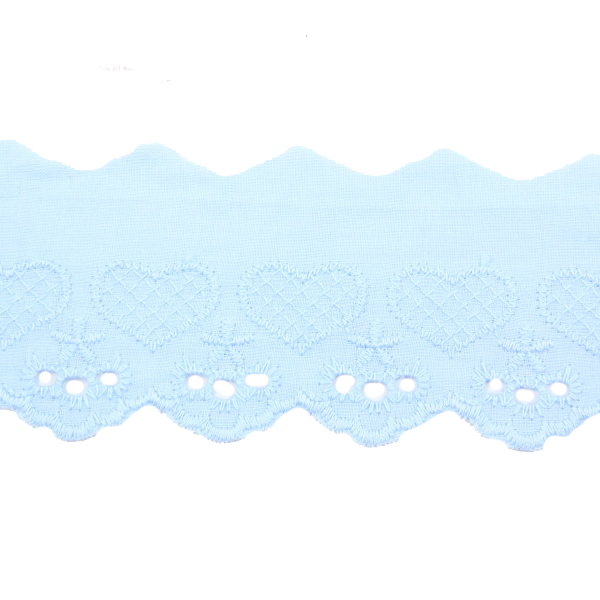 Wäschespitze mittelblau mit Herzen