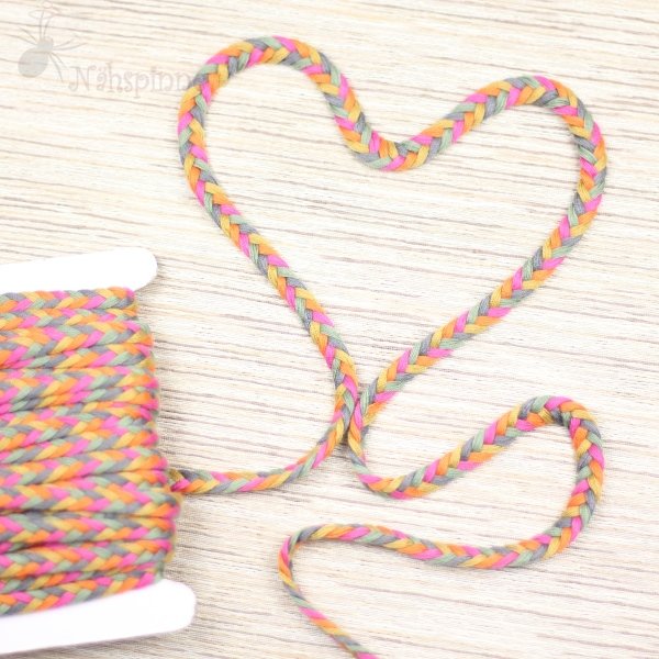 Geflochtene Kordel pink-grün
