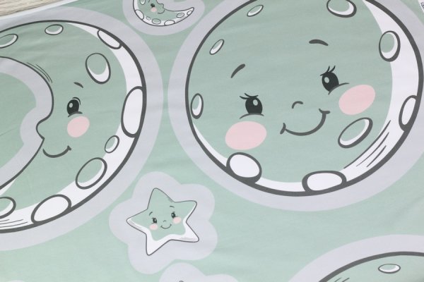 Jersey Wolke, Mond und Sterne grün Kissen